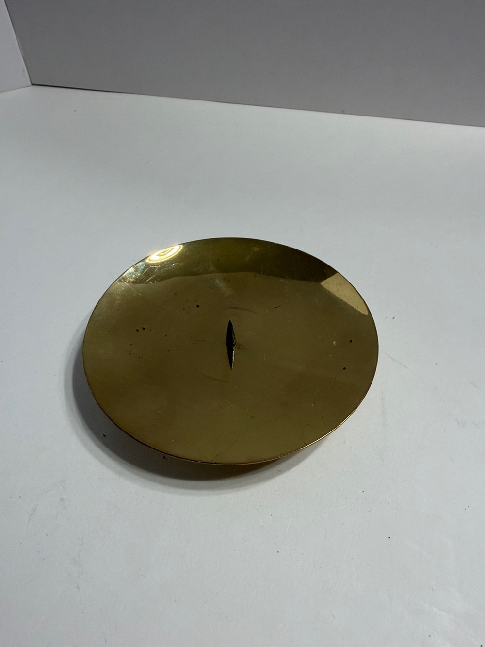 Gold Tone Metal Pillar Candle Accent - Home Decor
